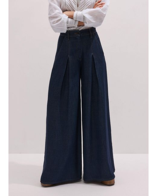 ME+EM Blue Very Wide-Leg Denim Wash