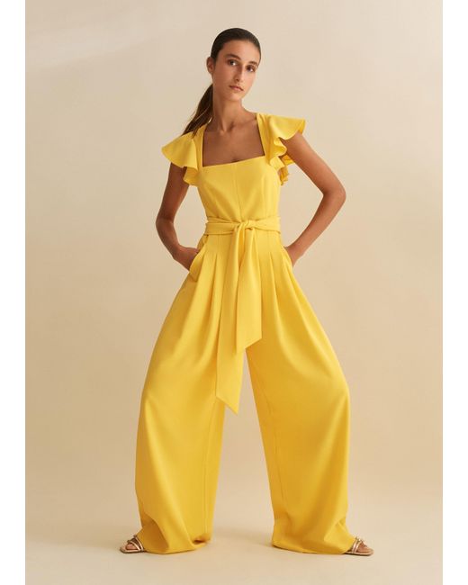 ME+EM Yellow Statement Frill Sleeve Jumpsuit + Belt