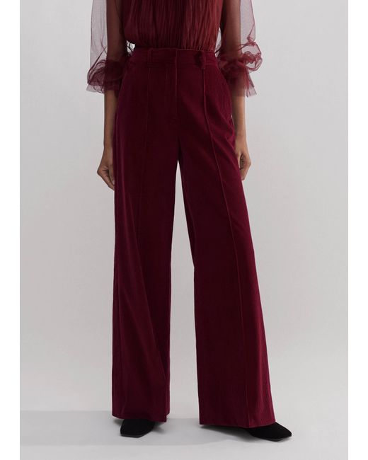 ME+EM Red Italian Cotton Cord Wide-Leg Pants