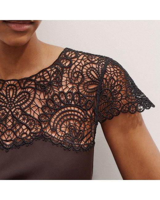 ME+EM Brown Lace Trim Bias Cut Maxi Dress