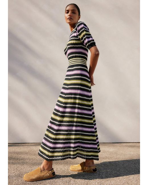 ME+EM Cotton Stripe Chevron Fit And Flare Maxi Dress | Lyst UK