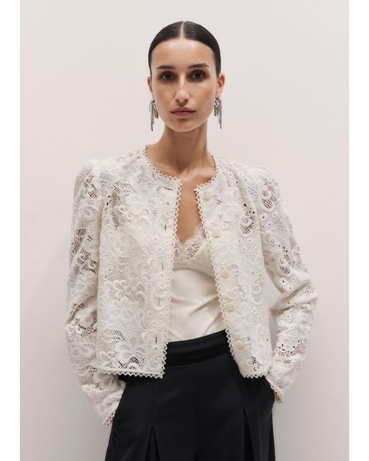 ME+EM Black Delicate Lace Jacket Blouse