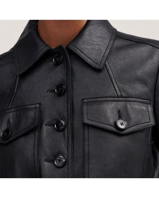 ME+EM Black Washed Leather Fitted Utility Jacket