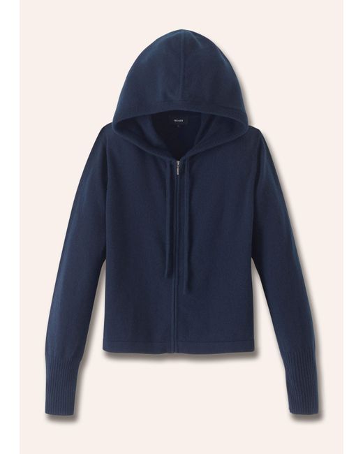 ME+EM Blue Cashmere Relaxed Fit Box Zip Hoody