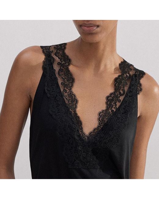 ME+EM Black Lace Trim Swing Vest