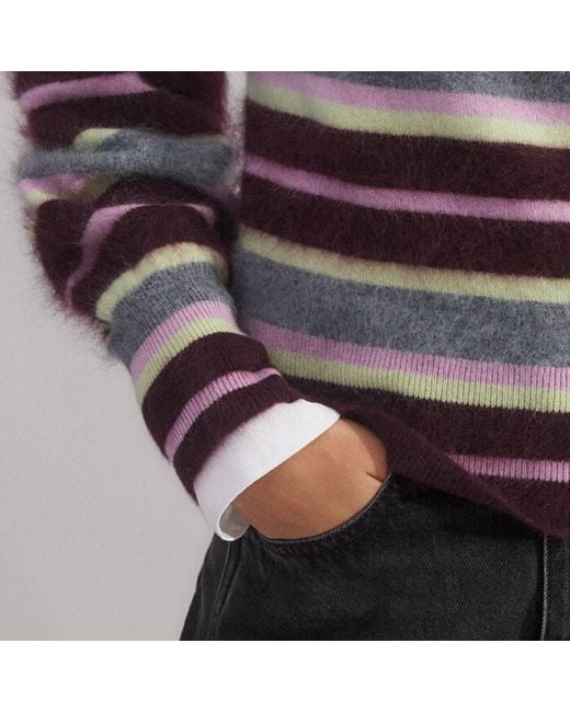 ME+EM Purple Brushed Cashmere Stripe Sweater