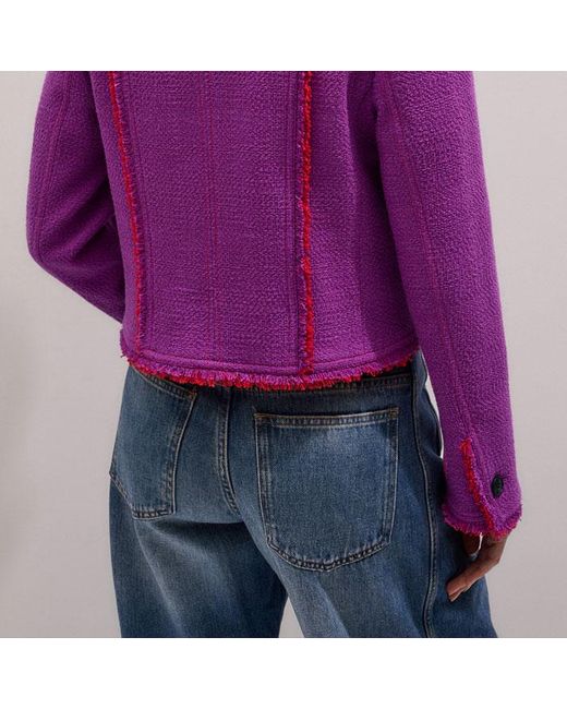 ME+EM Purple Fringe Detail Straight Fit Jacket
