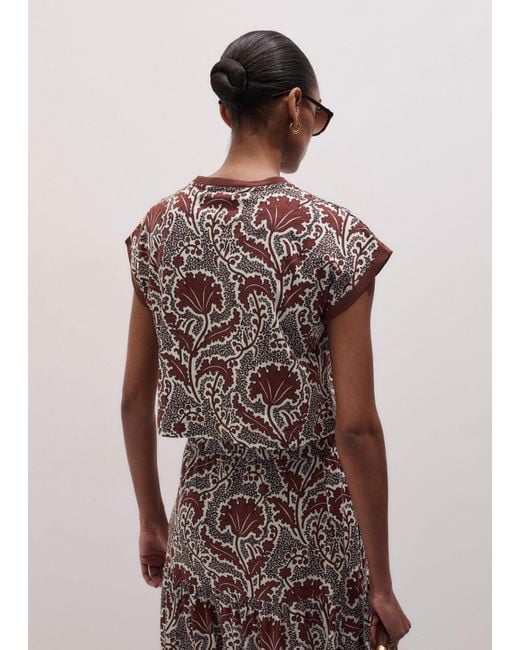 ME+EM White Rising Wildflowers Print Relaxed Tee Cinnamon Multi