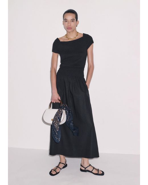 ME+EM Natural Knit Mixed Media Fit And Flare Maxi Dress