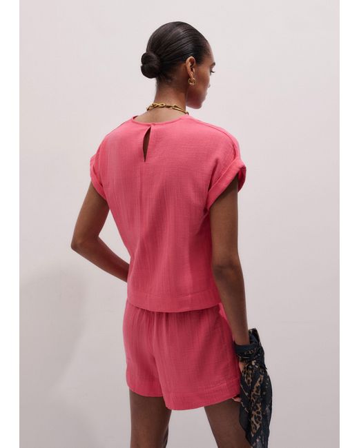 ME+EM Pink Cheesecloth T-Shirt