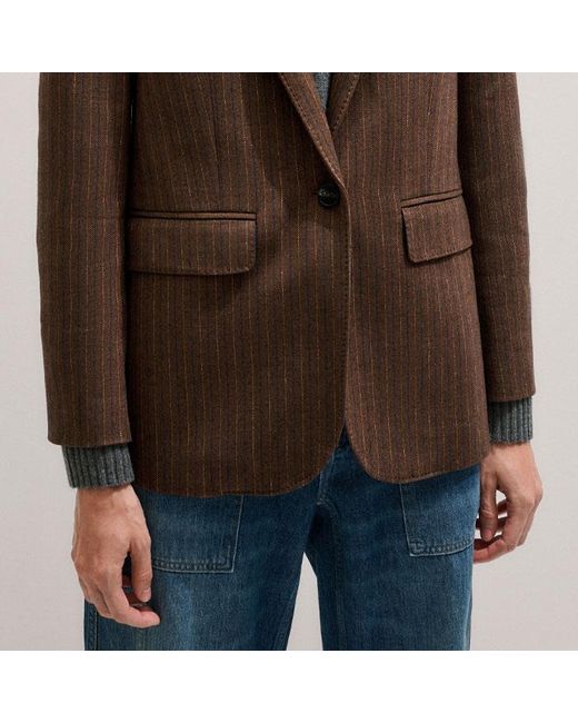 ME+EM Multicolor Pinstripe Sharp Shoulder Blazer