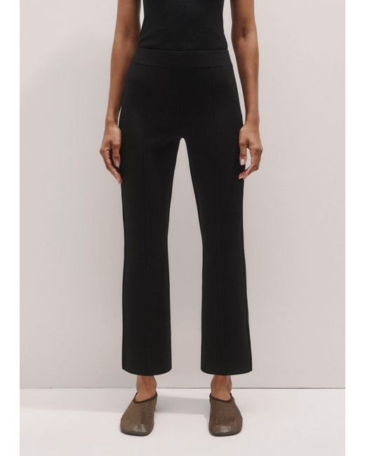 ME+EM Black Compact Knit Kick Flare Crop Trouser