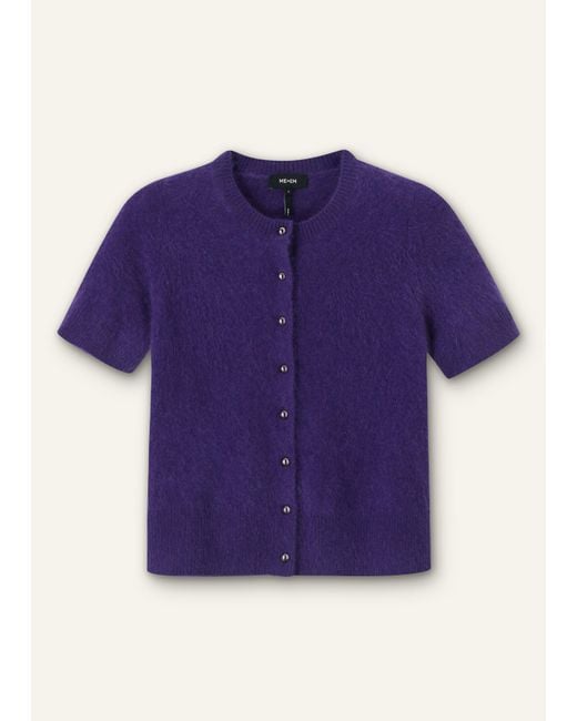 ME+EM Purple Brushed Cashmere Button Through Straight Knit Tee