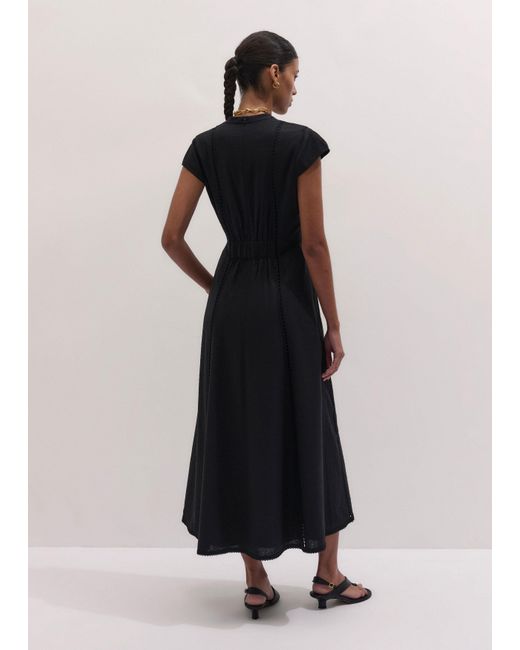 ME+EM Blue Crease-Less Embroidery Stitch Detail Maxi Dress