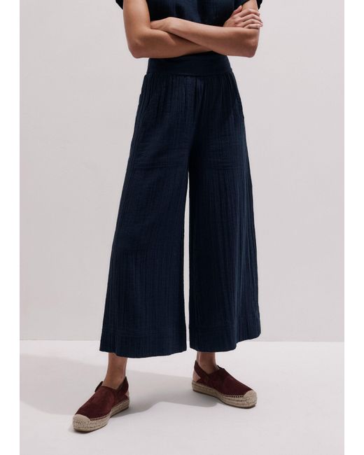 ME+EM Blue Wide-Leg Crop Pant