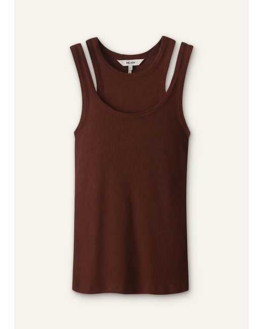 ME+EM Brown Double Layer Slim Vest Set