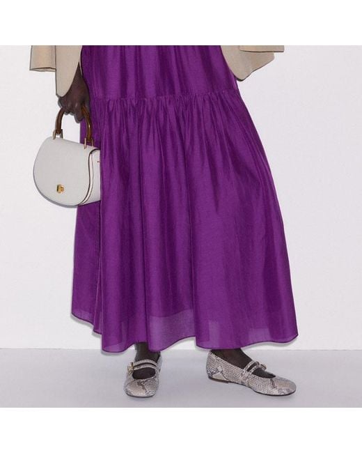 ME+EM Purple Silk Cotton Fit And Flare Maxi Dress
