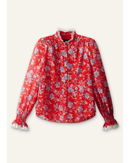 ME+EM Red Ornate Floral Paisley Print Blouse