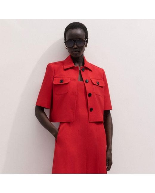 ME+EM Red Contour Seamed Maxi Dress