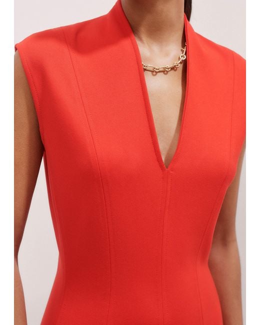 ME+EM Red Travel Tailoring Seam Detail Midi Dress