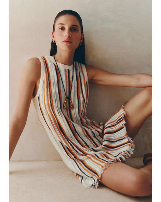 ME+EM Brown Textured Stripe Mini Dress