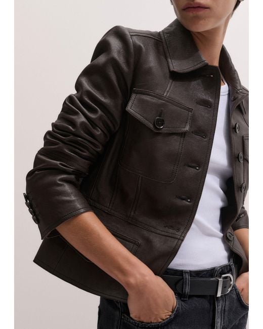 ME+EM Black Washed Leather Utility Jacket