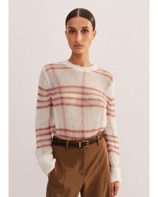ME+EM Natural Lofty Jacquard Crew Neck Sweater