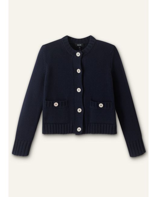 ME+EM Blue Chunky Cotton Bracelet Sleeve Crop Cardigan