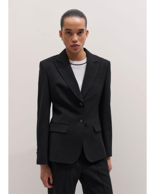 ME+EM Black Contour Sharp Shoulder Blazer