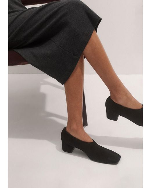 ME+EM Black High Front Block Heel