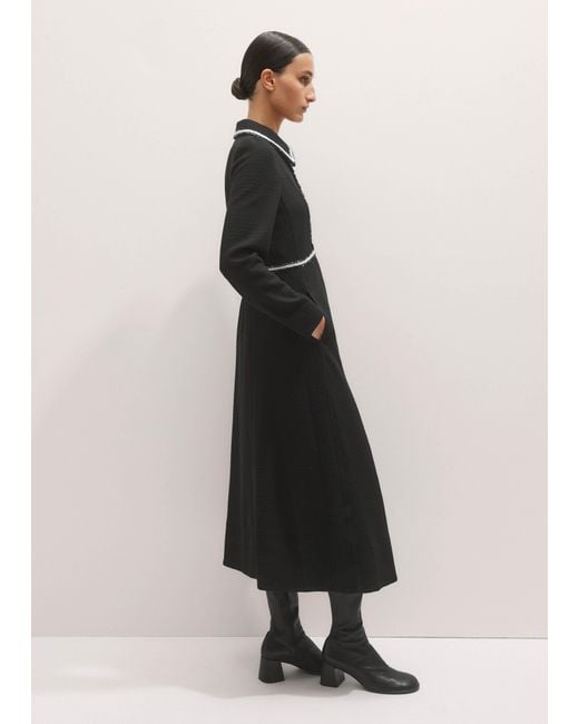 ME+EM Black Textured Midi Dress