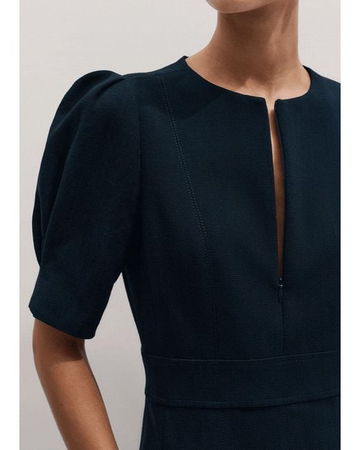ME+EM Blue Panelled Fit And Flare Short Dress