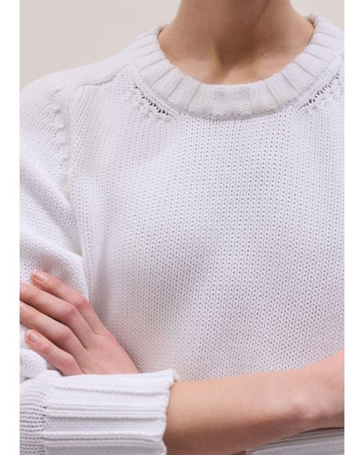 ME+EM White Chunky Cotton Straight Crop Jumper