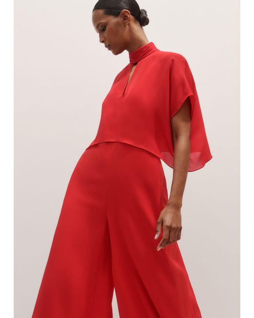 ME+EM Red Wide Leg Jumpsuit + Silk Top
