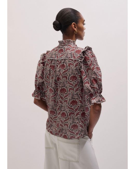 ME+EM Multicolor Silk Cotton Rising Wildflower Print Blouse