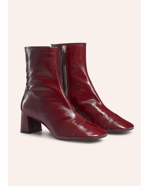ME+EM Red Crinkle Patent Leather Ankle Boot