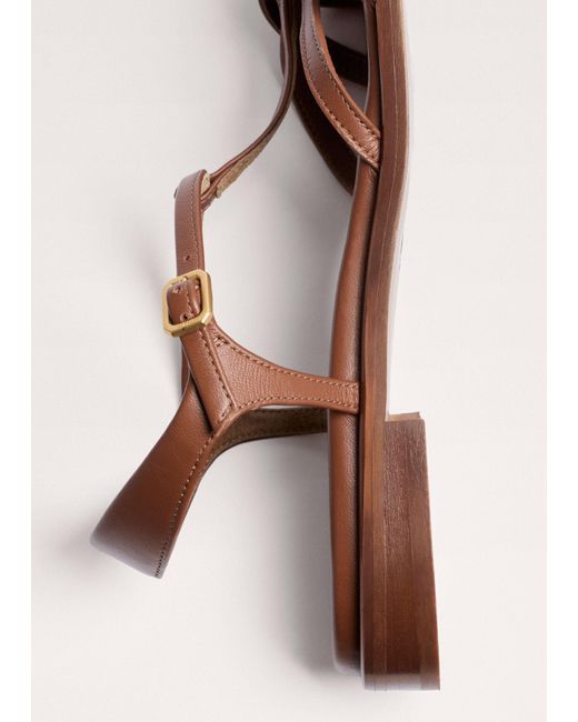 ME+EM Brown Caged T-Bar Sandal