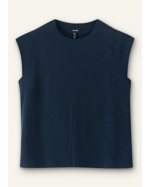 ME+EM Blue Cap Sleeve Crew Neck Swing Tee