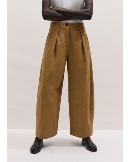 ME+EM Green Textured Barrel Leg Trouser