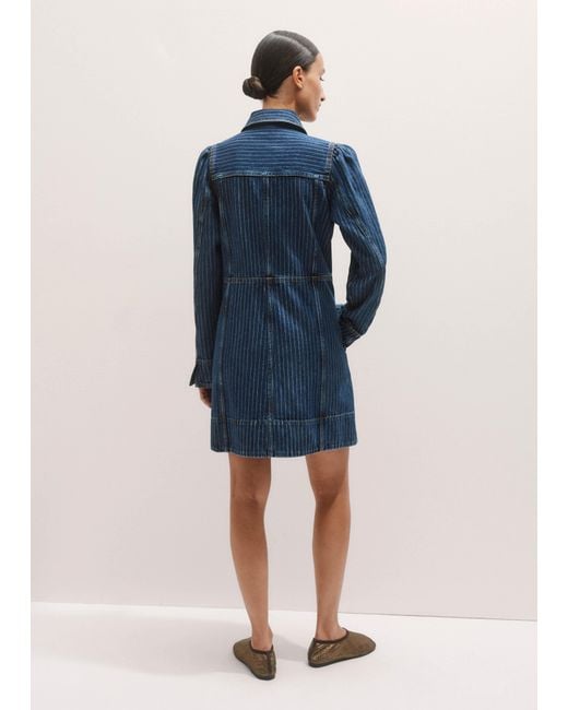 ME+EM Blue Stripe Denim Mini Dress With Zip Front