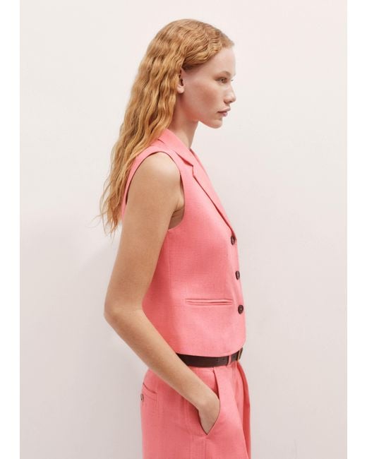 ME+EM Pink Lightweight Tailored Sleeveless Crop Jacket