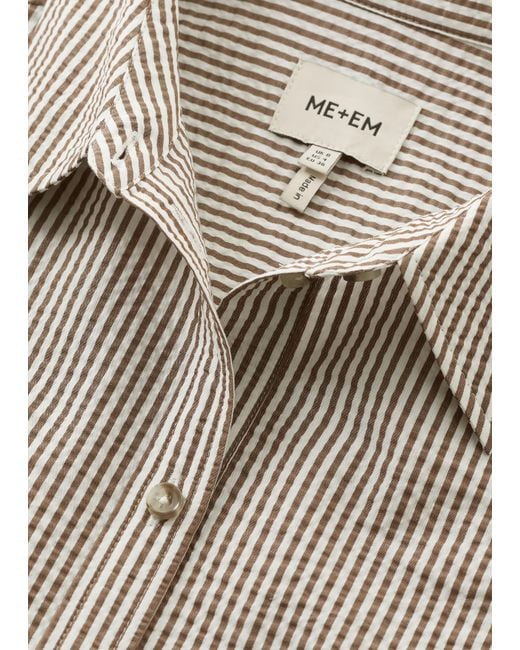 ME+EM Gray Seersucker Stripe Blouse