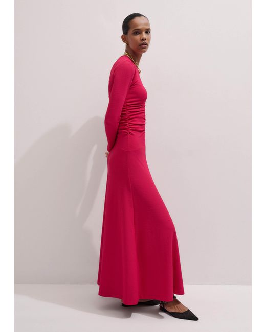 ME+EM Pink Textured Ruched Front Maxi Dress