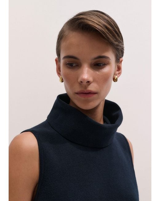 ME+EM Black Merino High Neck Straight Vest