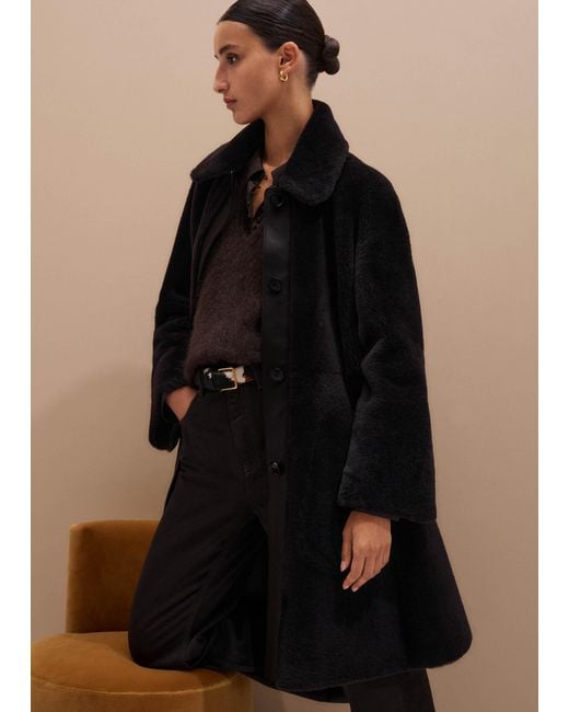 ME+EM Black Brushed Cashmere V-Neck Straight Knit Vest