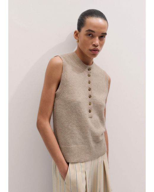 ME+EM Natural Henley Knit Tank