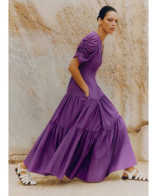ME+EM Purple Silk Cotton Maxi Dress