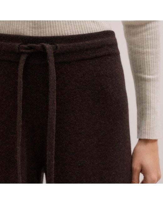 ME+EM Multicolor Cashmere Wide Leg Knit Trousers Warm Chocolate Melange