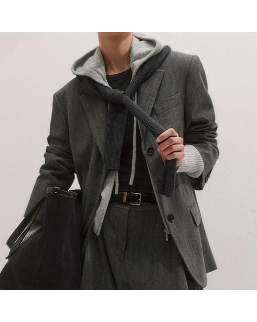 ME+EM Gray Cashmere Relaxed Fit Box Zip Hoody Mélange