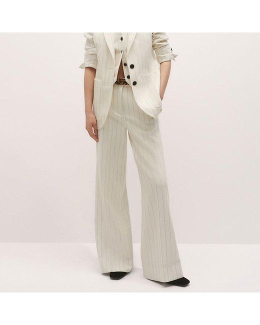 ME+EM Natural Metallic Pinstripe Contour Blazer
